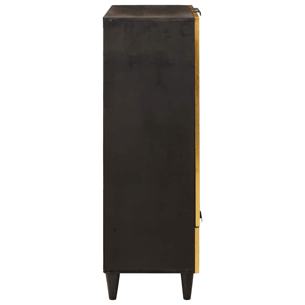 Sideskab Sort og Guld 60 x 33,5 x 100 cm Massivt mangotræ