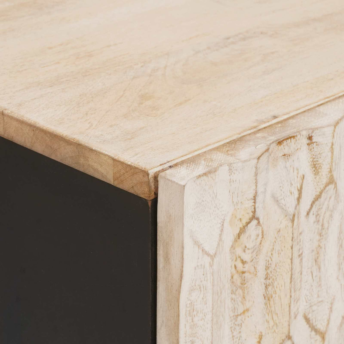 Natskab 2 stk. Hvid 40 x 33 x 46 cm Massivt mangotræ