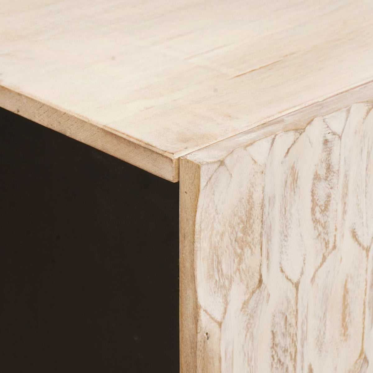 TV-skab Hvid Vask Finish 105 x 33 x 46 cm Massivt mangotræ