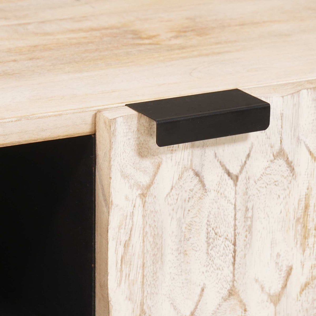 TV-skab Hvid Vask Finish 105 x 33 x 46 cm Massivt mangotræ