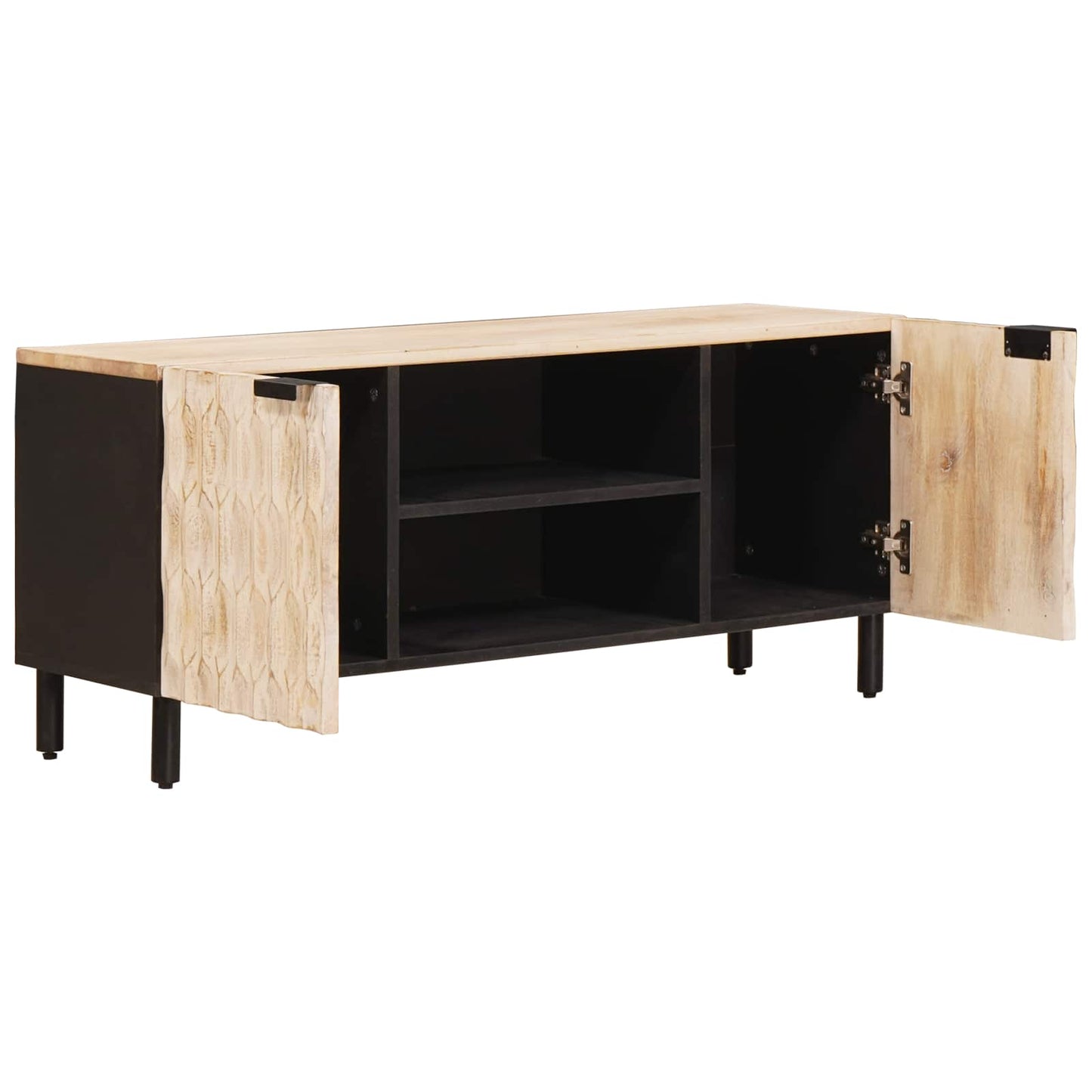 TV-skab Hvid Vask Finish 105 x 33 x 46 cm Massivt mangotræ