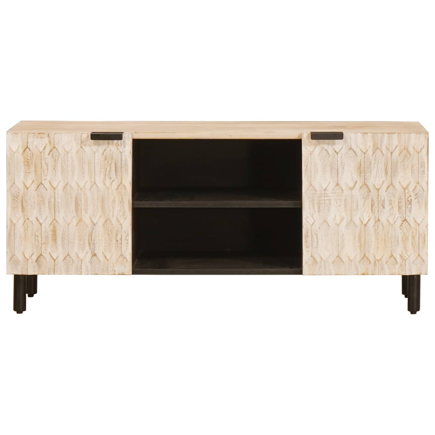 TV-skab Hvid Vask Finish 105 x 33 x 46 cm Massivt mangotræ