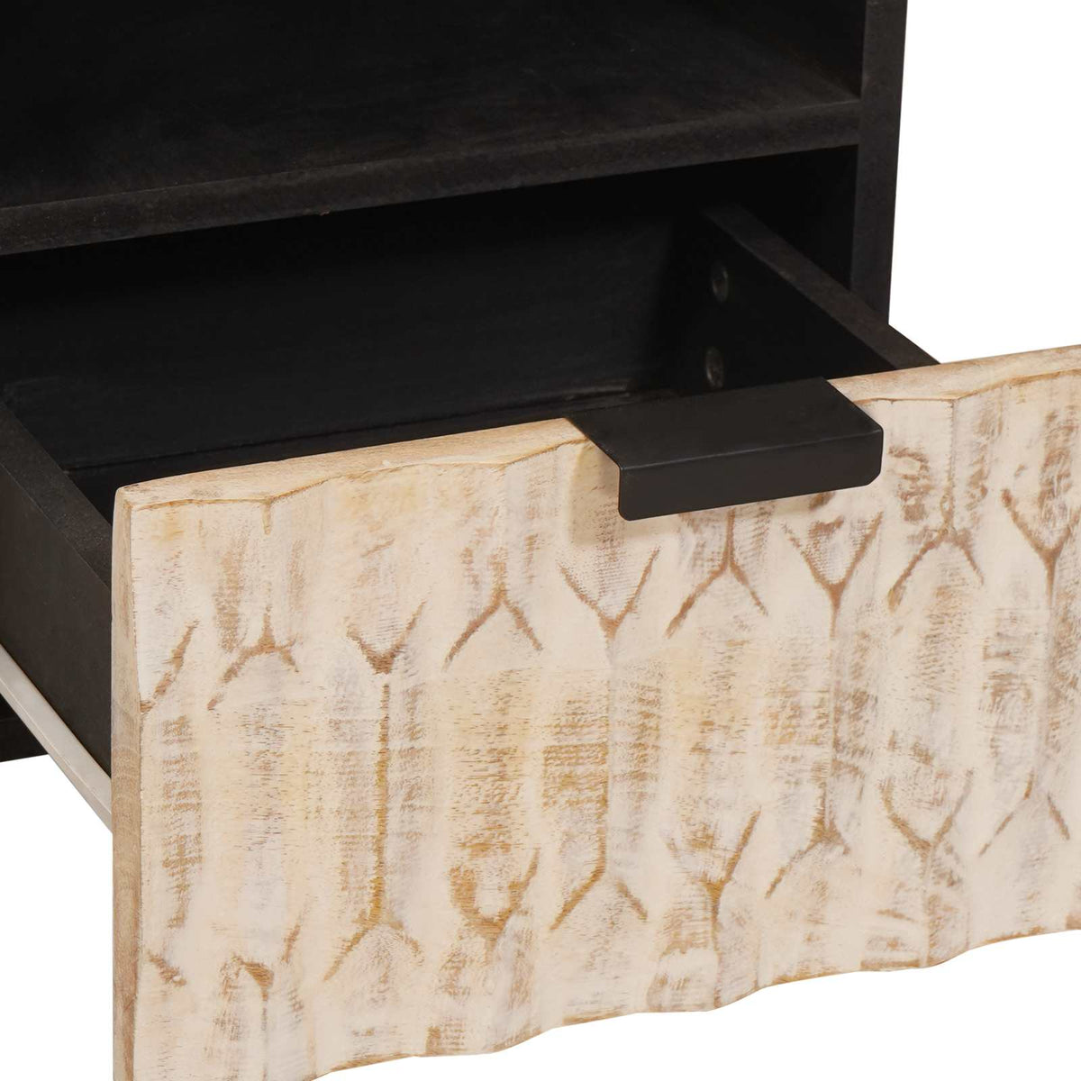 TV-skab Hvid Vask Finish 70 x 33 x 46 cm Massivt mangotræ