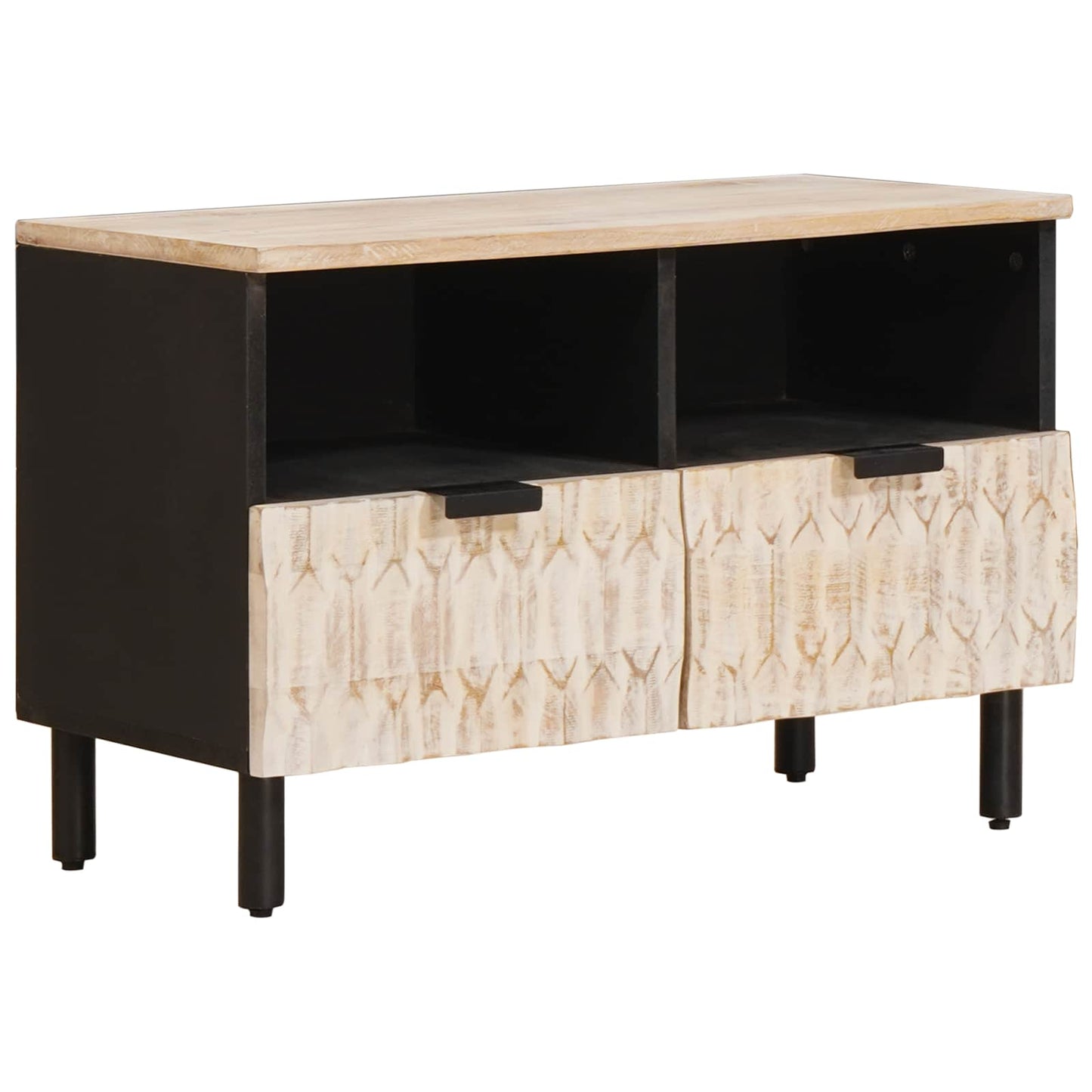 TV-skab Hvid Vask Finish 70 x 33 x 46 cm Massivt mangotræ