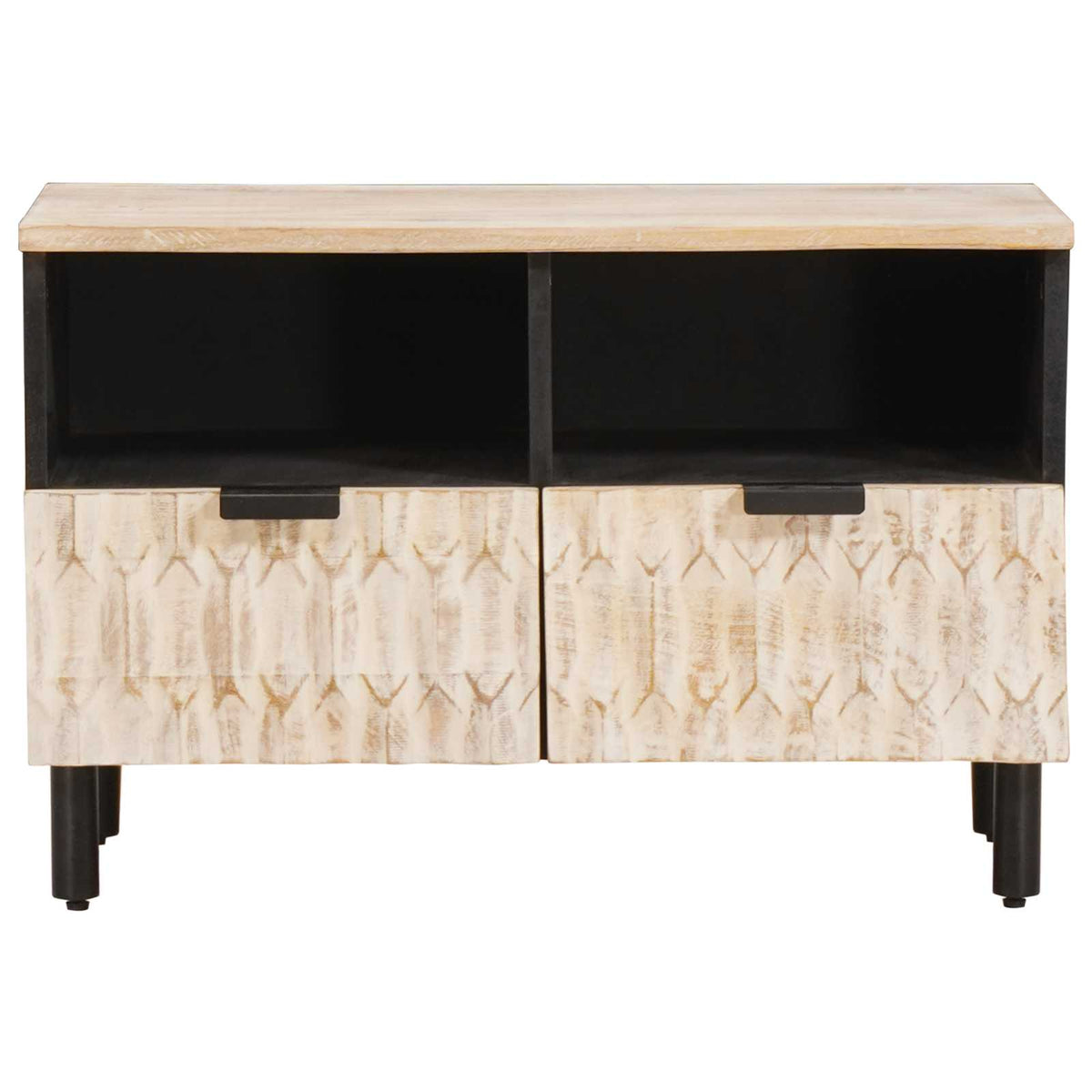 TV-skab Hvid Vask Finish 70 x 33 x 46 cm Massivt mangotræ