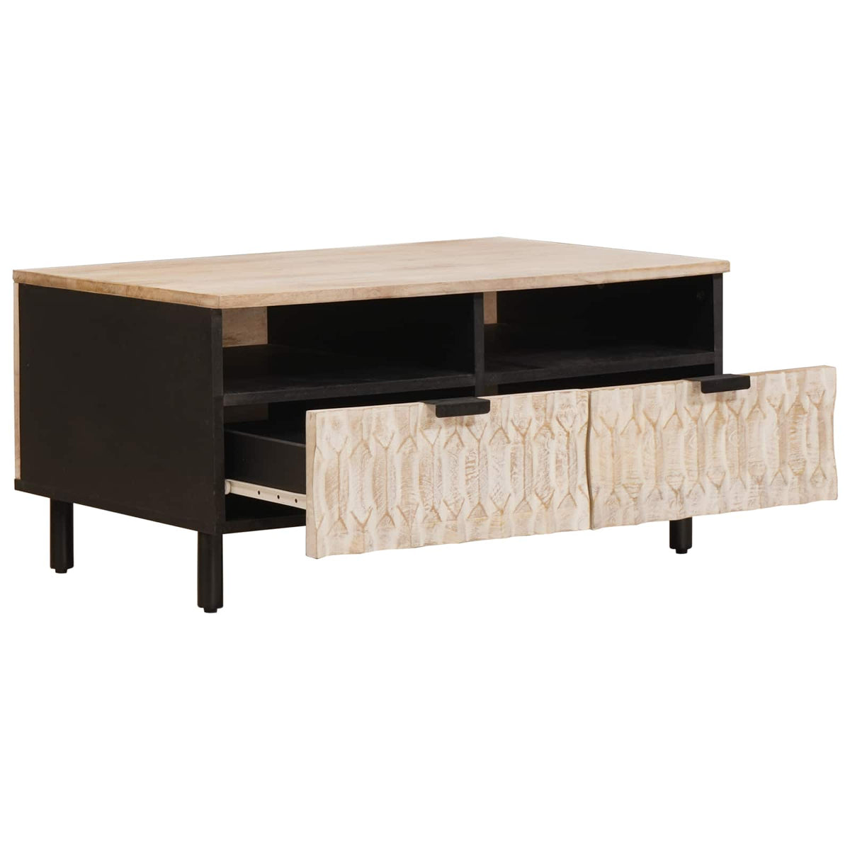 Sofabord med skuffe Hvid 80 x 54 x 40 cm Massivt mangotræ