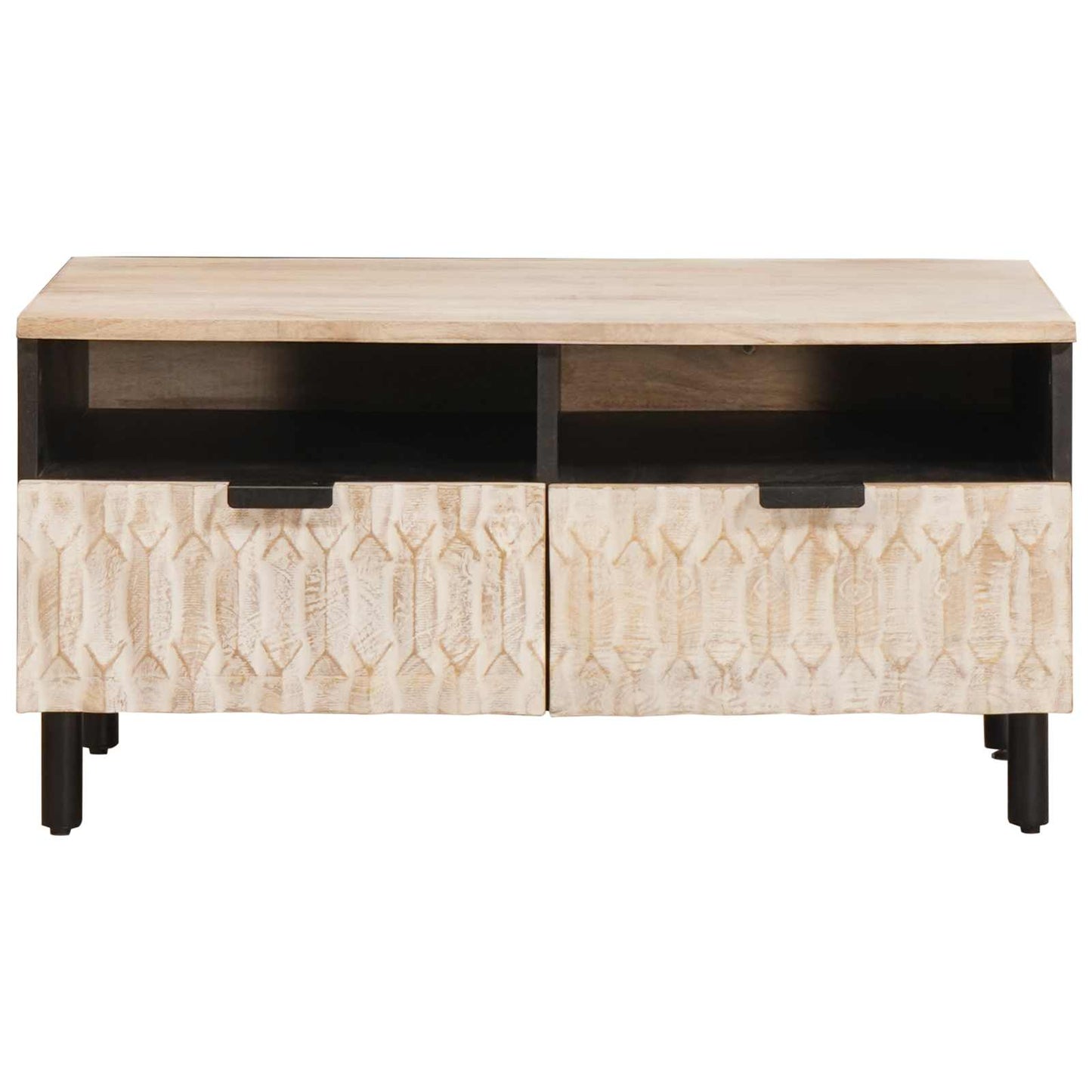 Sofabord med skuffe Hvid 80 x 54 x 40 cm Massivt mangotræ