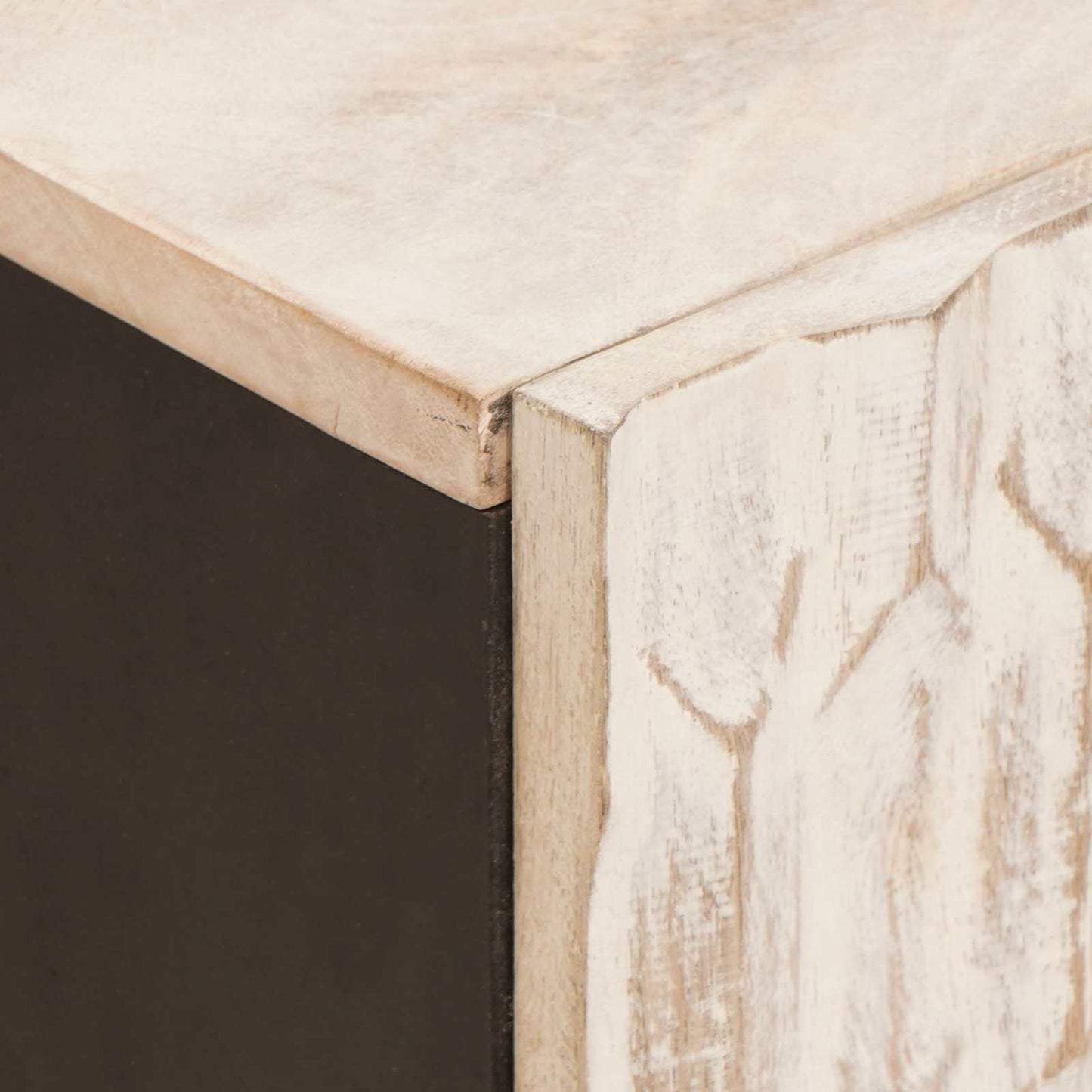 TV-skab Hvid Vask Finish 105 x 33 x 46 cm Massivt mangotræ