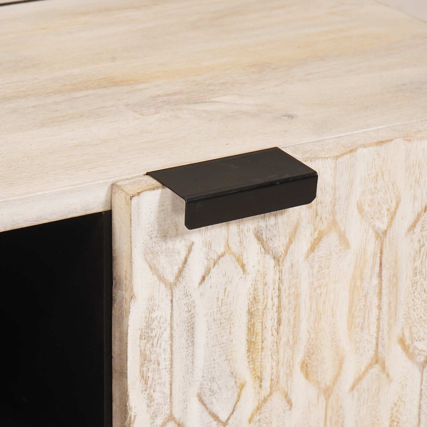 TV-skab Hvid Vask Finish 80 x 33 x 46 cm Massivt mangotræ