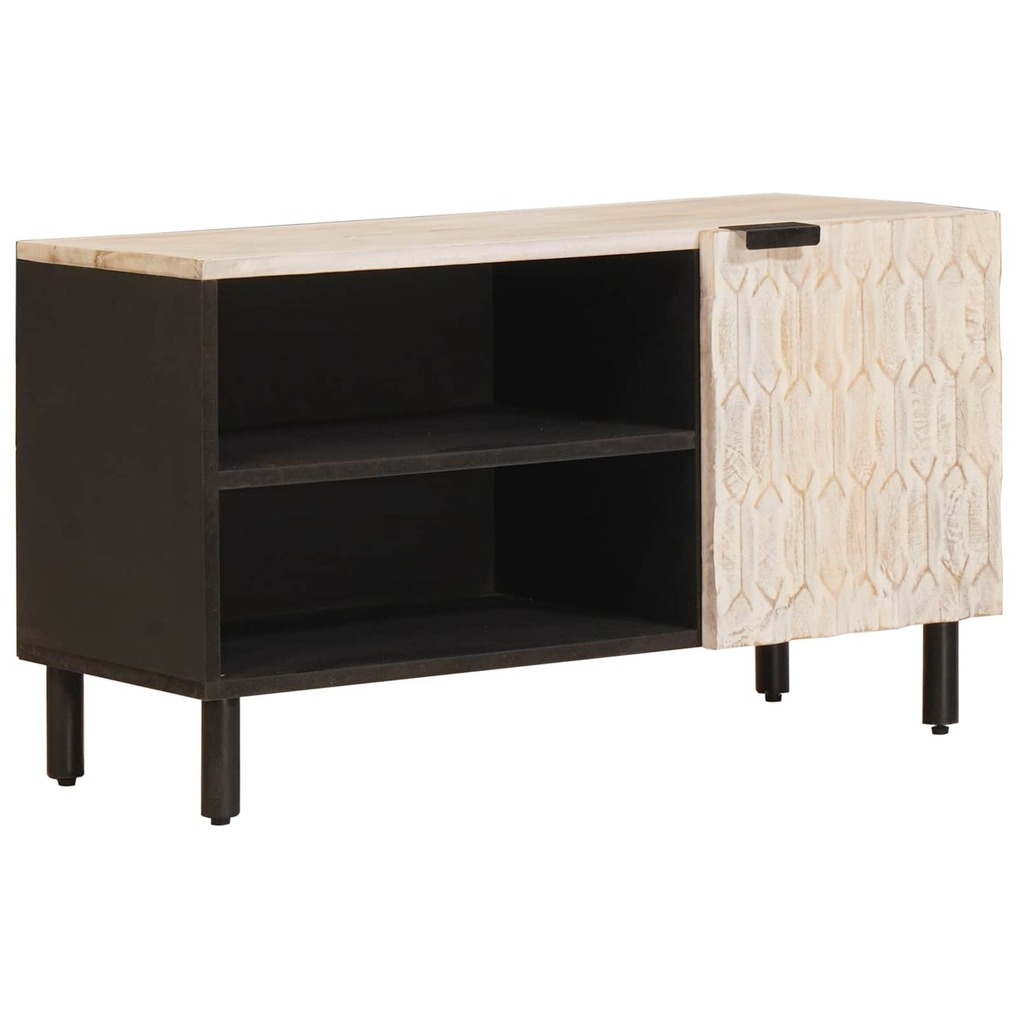 TV-skab Hvid Vask Finish 80 x 33 x 46 cm Massivt mangotræ