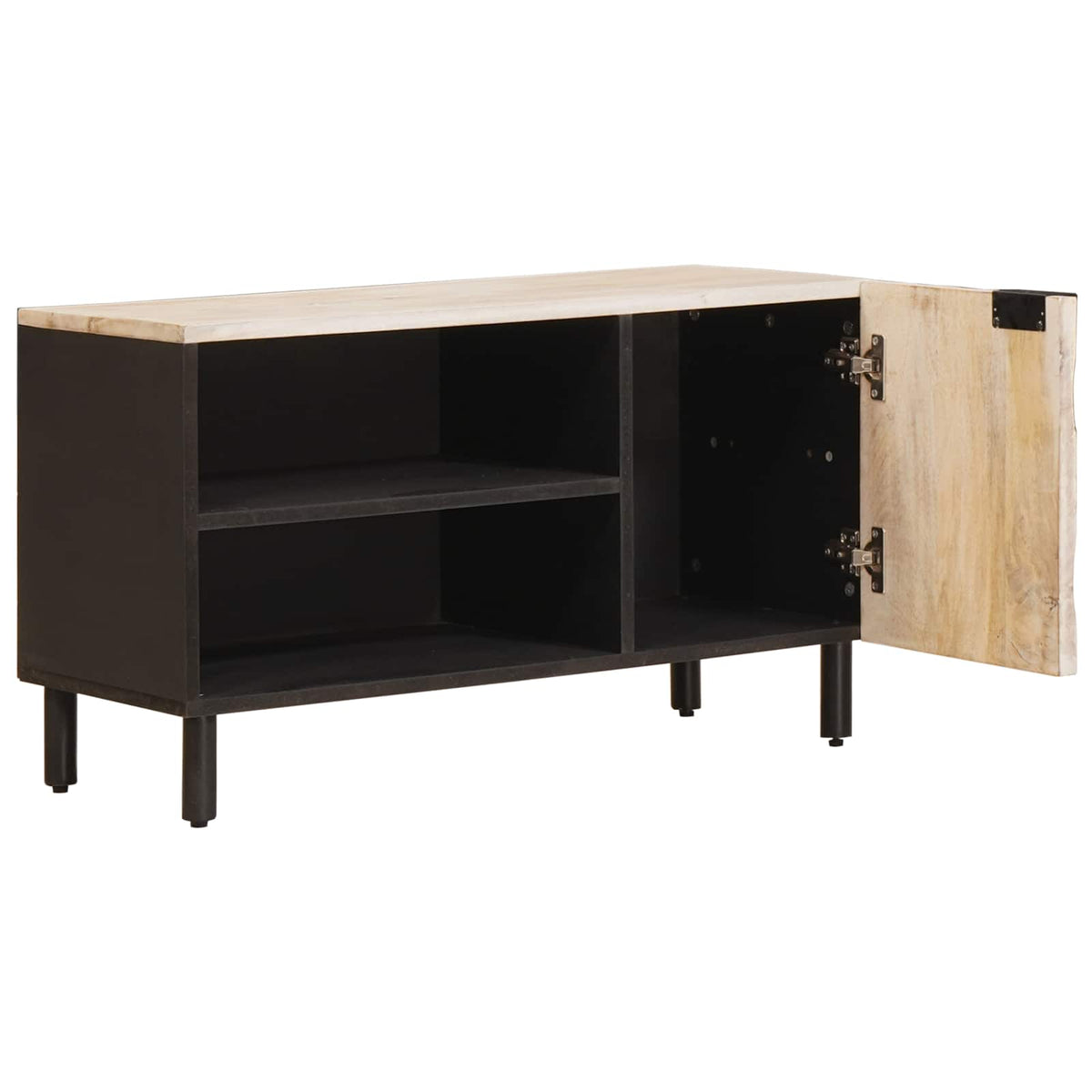 TV-skab Hvid Vask Finish 80 x 33 x 46 cm Massivt mangotræ