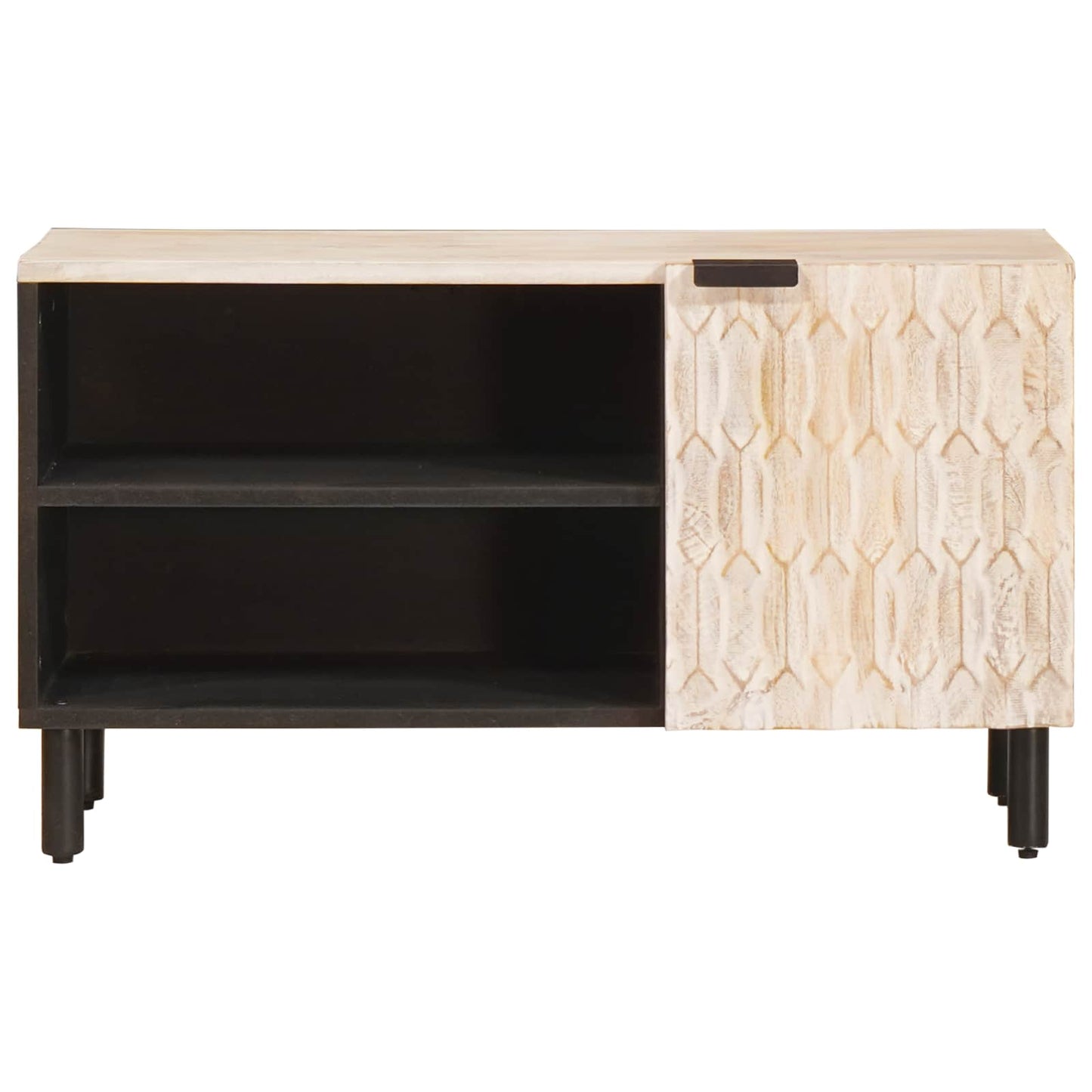 TV-skab Hvid Vask Finish 80 x 33 x 46 cm Massivt mangotræ