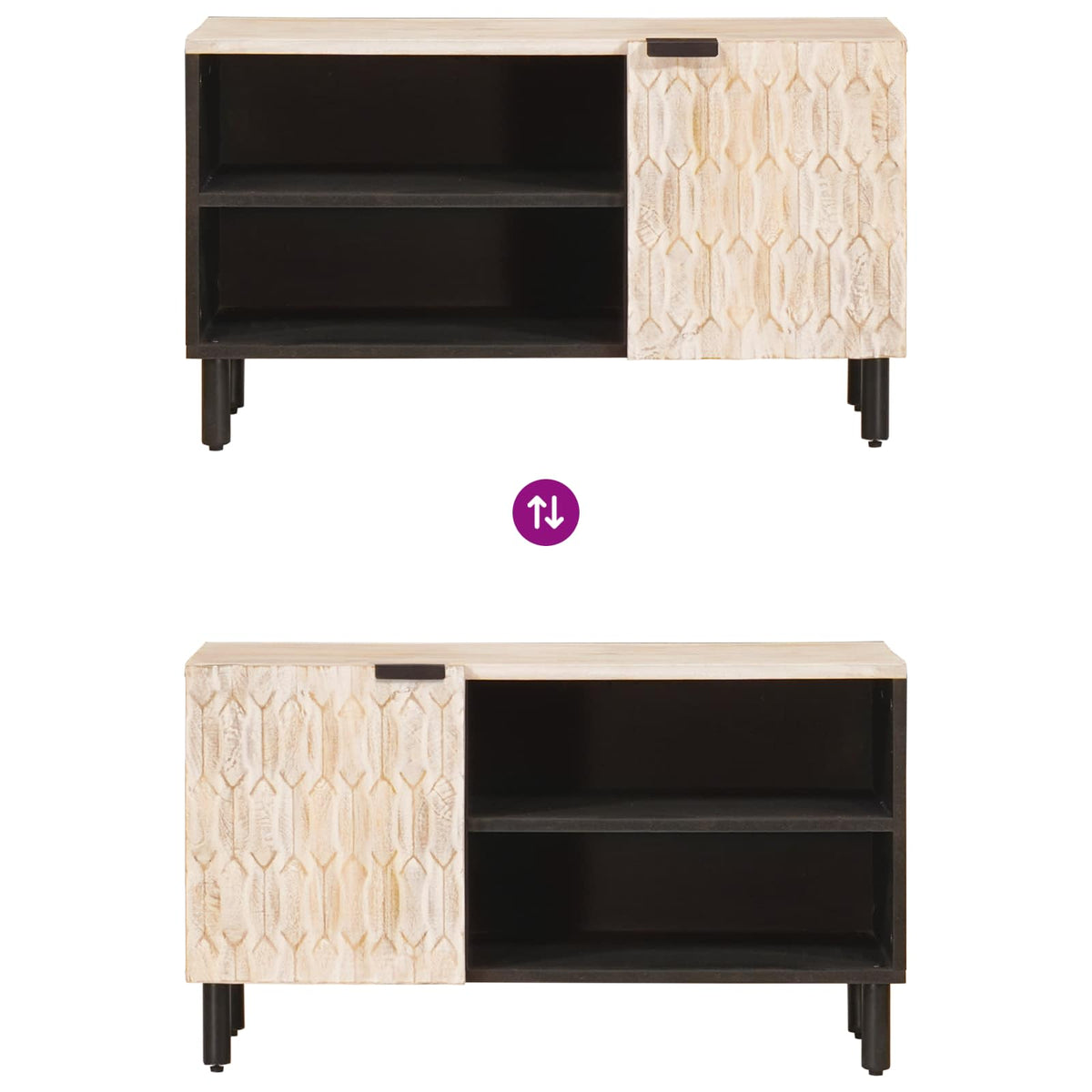 TV-skab Hvid Vask Finish 80 x 33 x 46 cm Massivt mangotræ