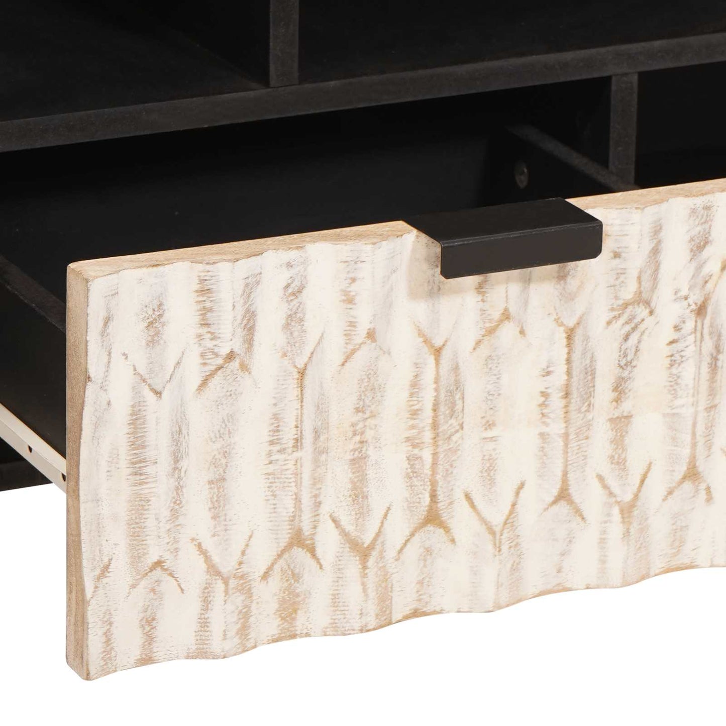 TV-skab Hvid Vask Finish 100 x 33 x 46 cm Massivt mangotræ
