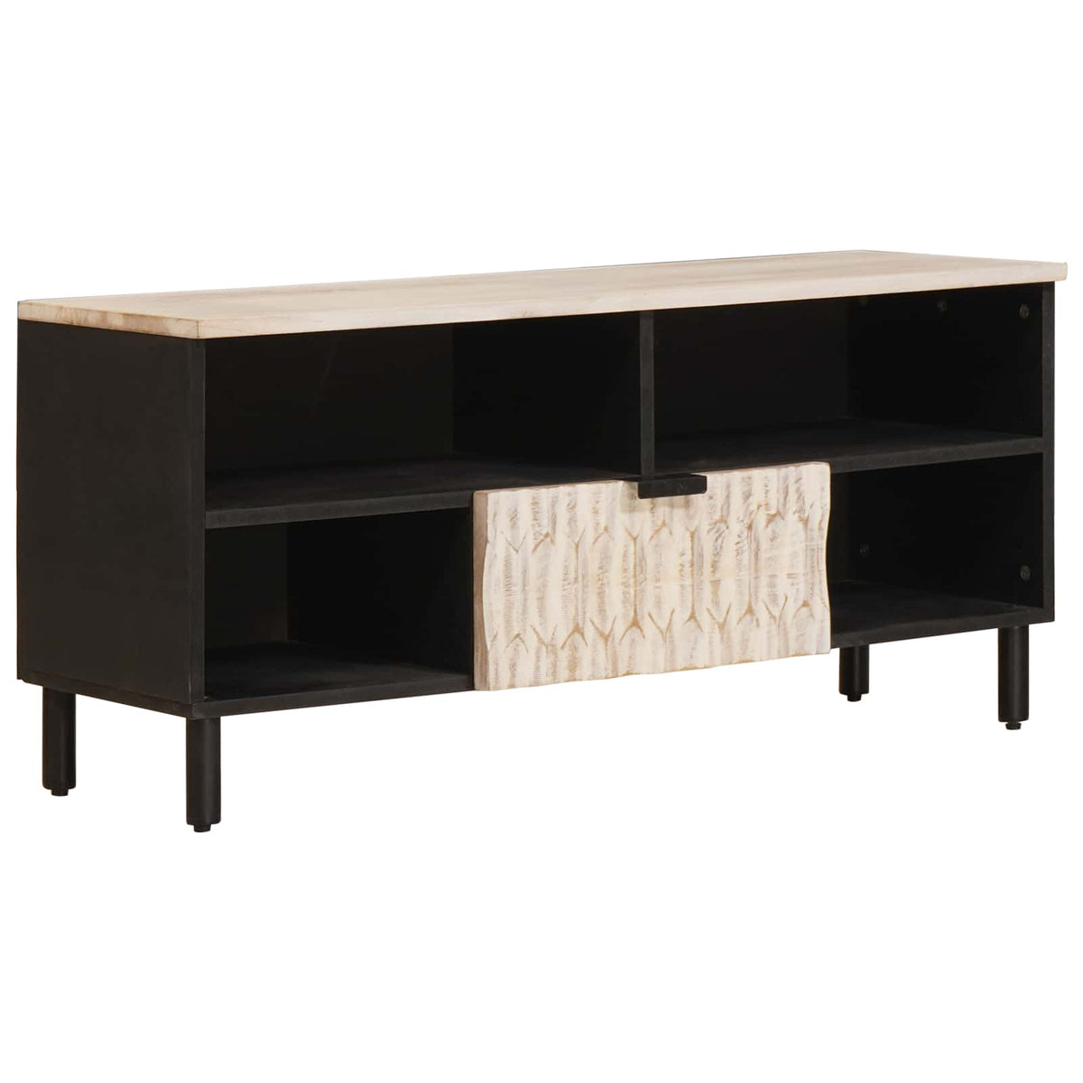 TV-skab Hvid Vask Finish 100 x 33 x 46 cm Massivt mangotræ