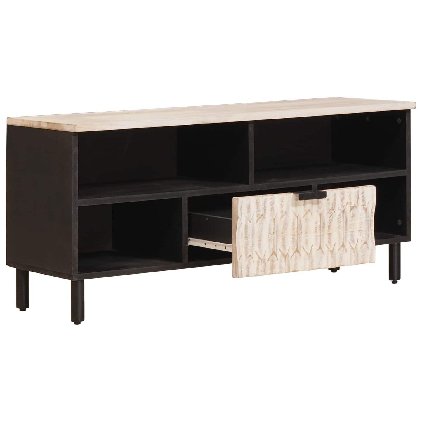TV-skab Hvid Vask Finish 100 x 33 x 46 cm Massivt mangotræ