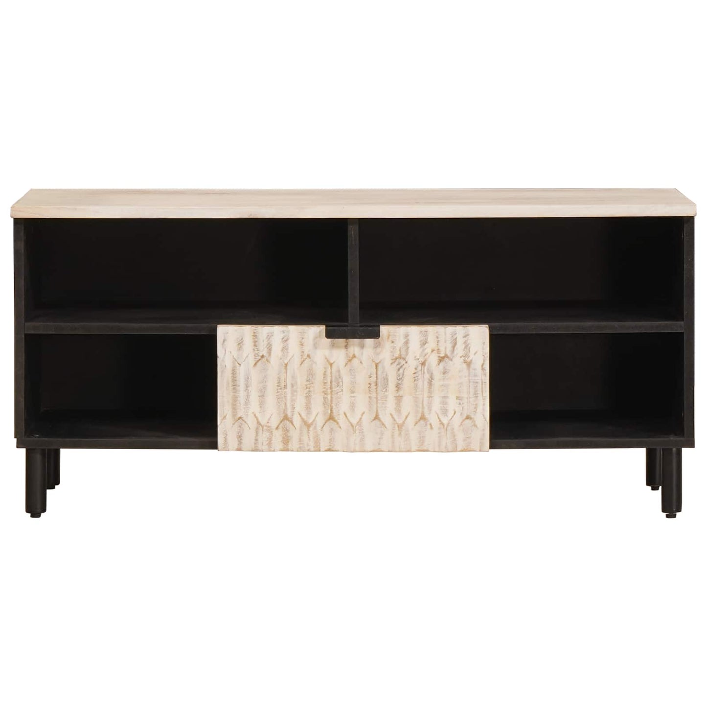 TV-skab Hvid Vask Finish 100 x 33 x 46 cm Massivt mangotræ