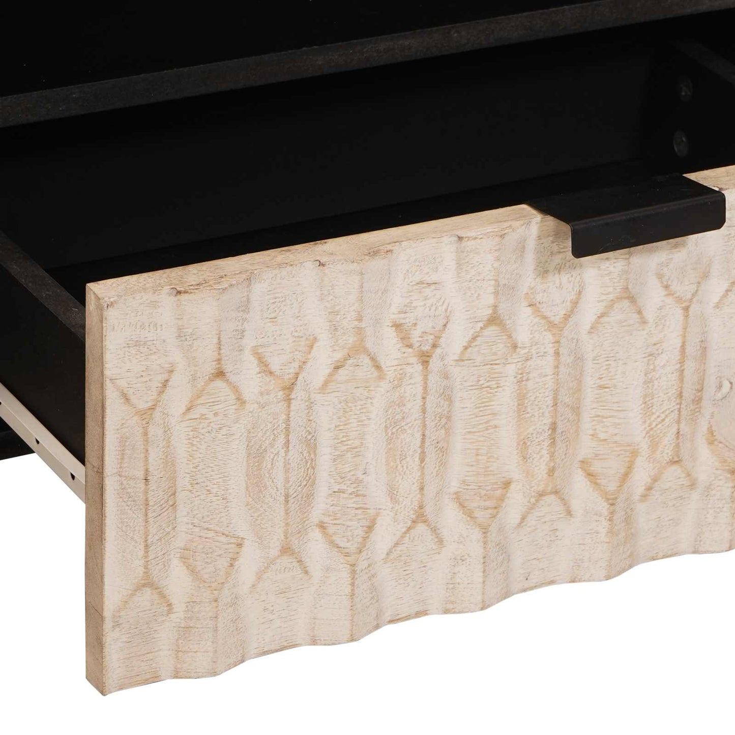 TV-skab Hvid Vask Finish 80 x 33 x 46 cm Massivt mangotræ