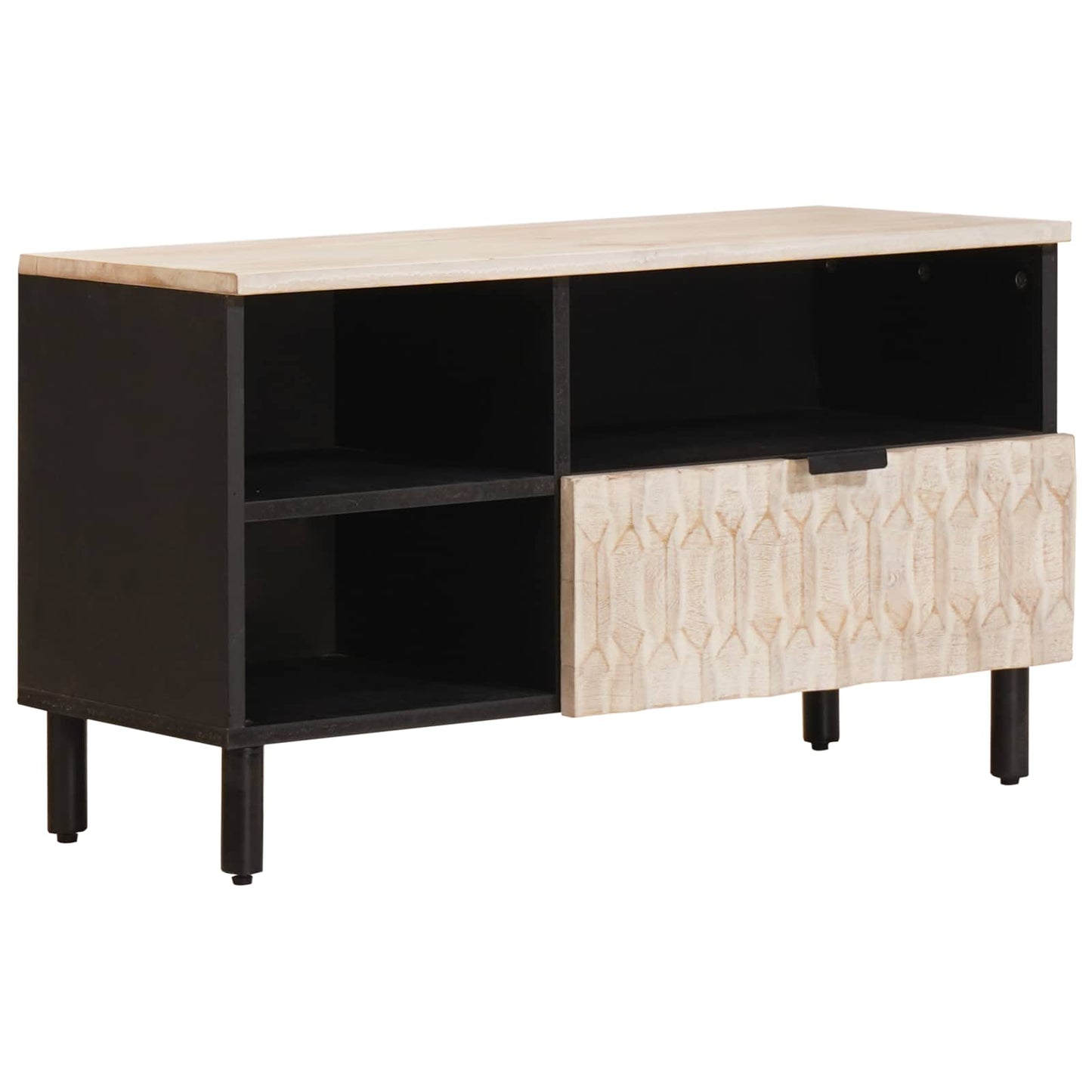 TV-skab Hvid Vask Finish 80 x 33 x 46 cm Massivt mangotræ