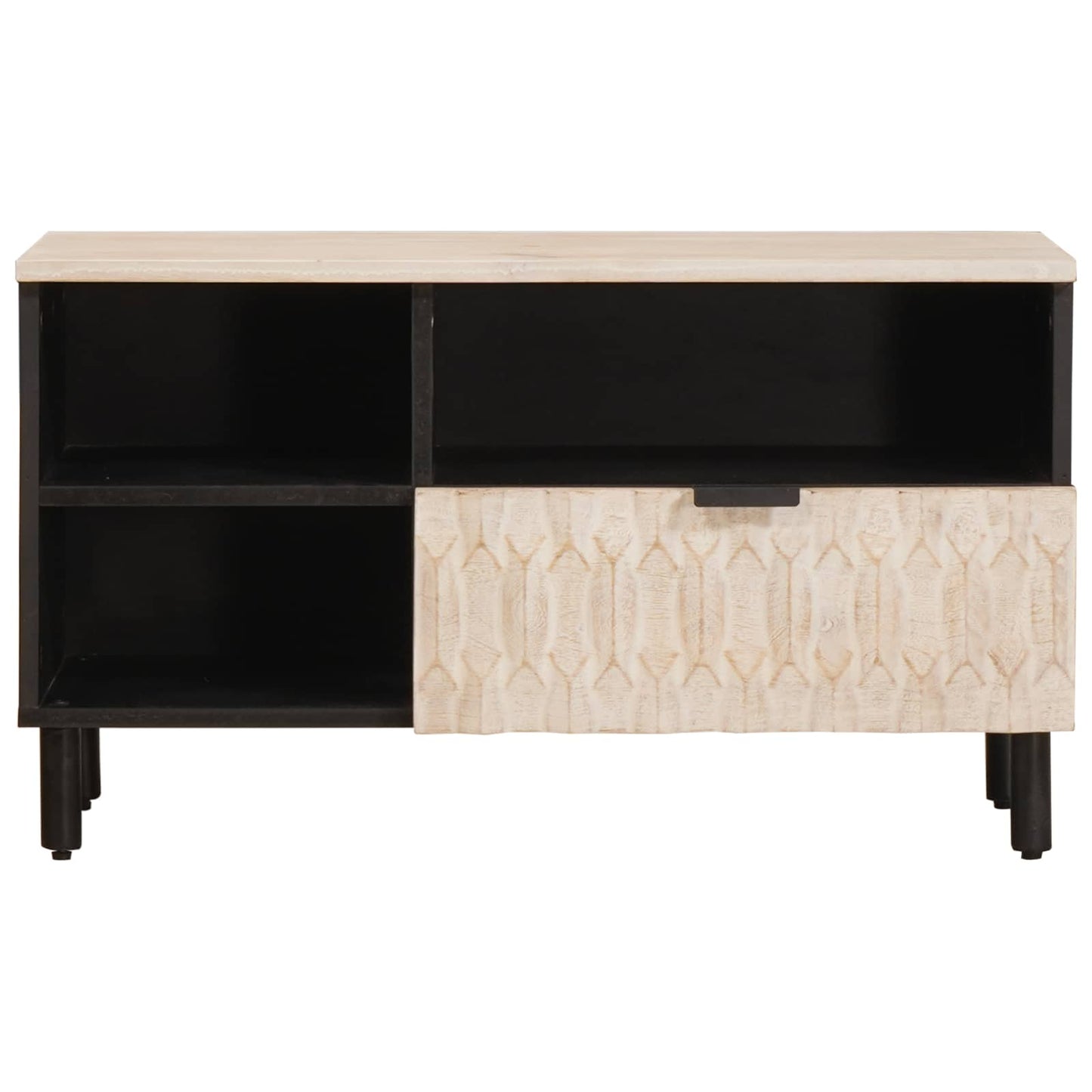 TV-skab Hvid Vask Finish 80 x 33 x 46 cm Massivt mangotræ