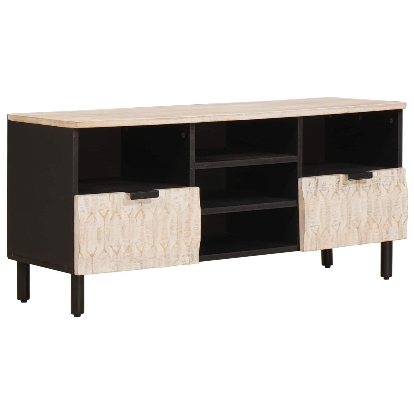 TV-skab Hvid Vask Finish 100 x 33 x 46 cm Massivt mangotræ