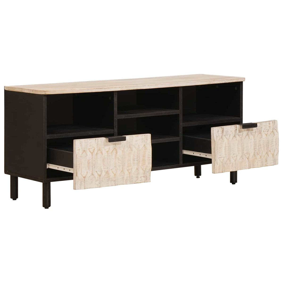 TV-skab Hvid Vask Finish 100 x 33 x 46 cm Massivt mangotræ