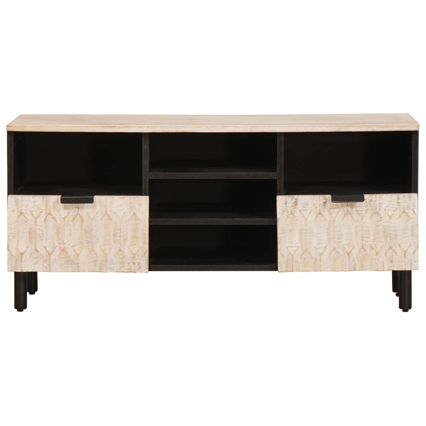 TV-skab Hvid Vask Finish 100 x 33 x 46 cm Massivt mangotræ