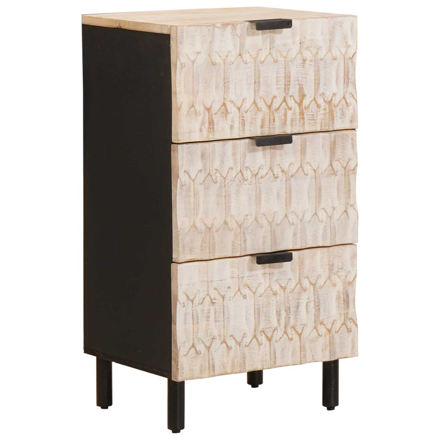 Sideboard Hvid Vask Finish 40 x 33 x 75 cm Massivt mangotræ