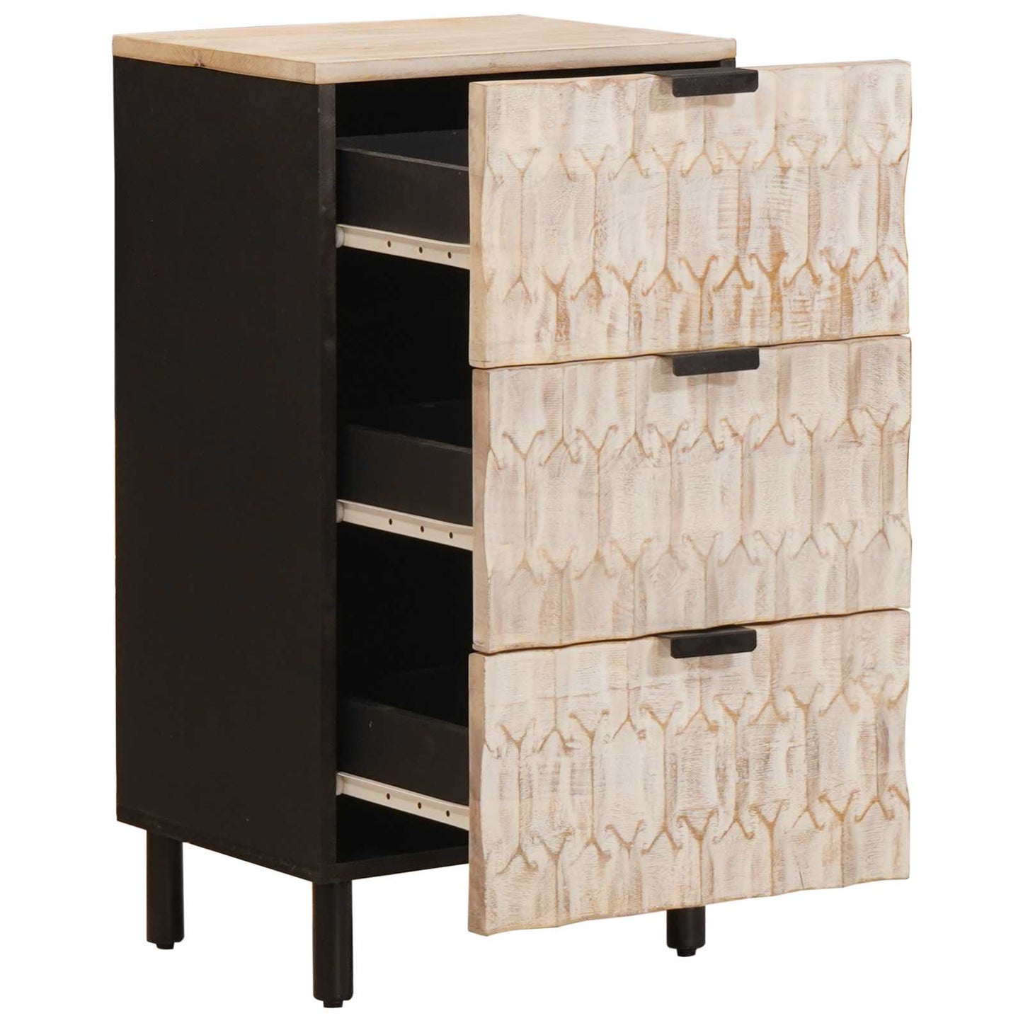 Sideboard Hvid Vask Finish 40 x 33 x 75 cm Massivt mangotræ