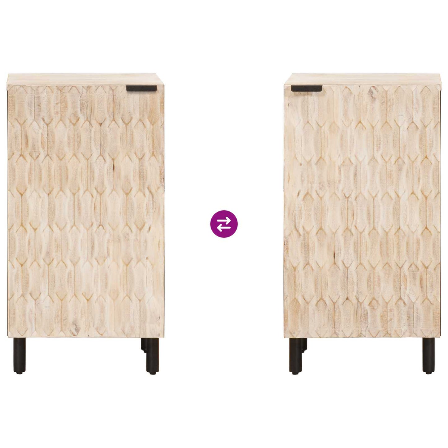 Sideboard Hvid Vask Finish 40 x 33 x 75 cm Massivt mangotræ