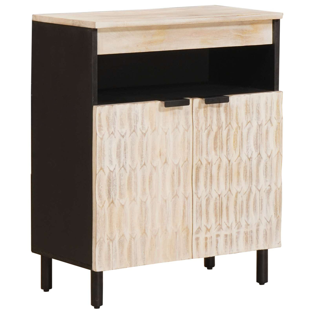 Sideboard Hvid Vask Finish 60 x 33 x 75 cm Massivt mangotræ