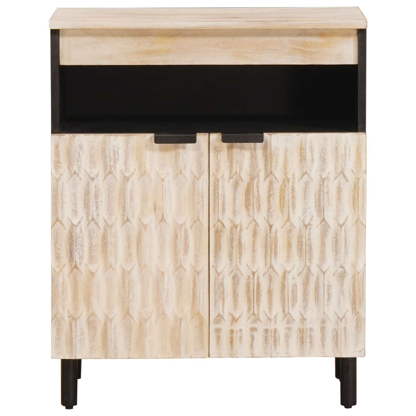 Sideboard Hvid Vask Finish 60 x 33 x 75 cm Massivt mangotræ