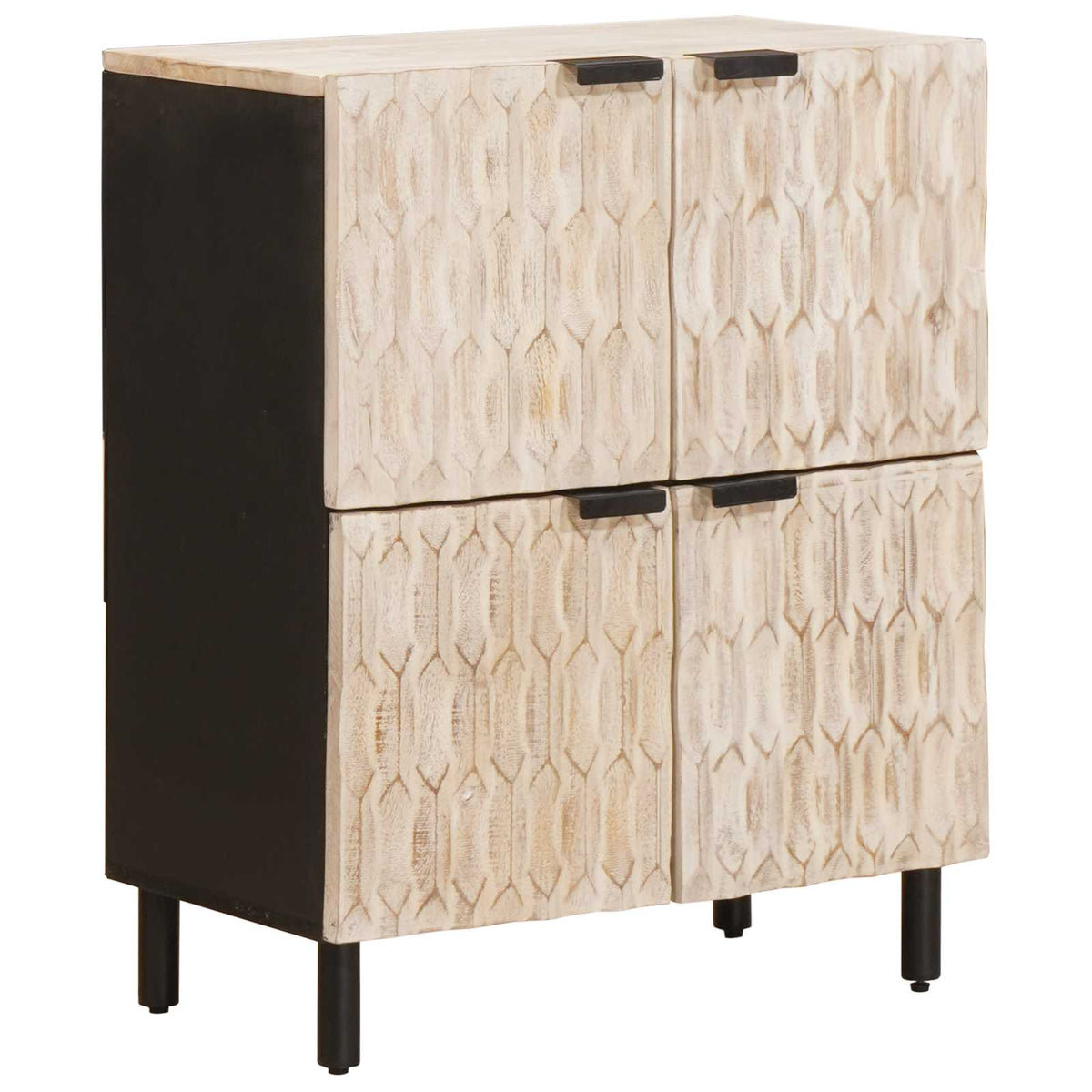 Sideboard Hvid Vask Finish 60 x 33 x 75 cm Massivt mangotræ