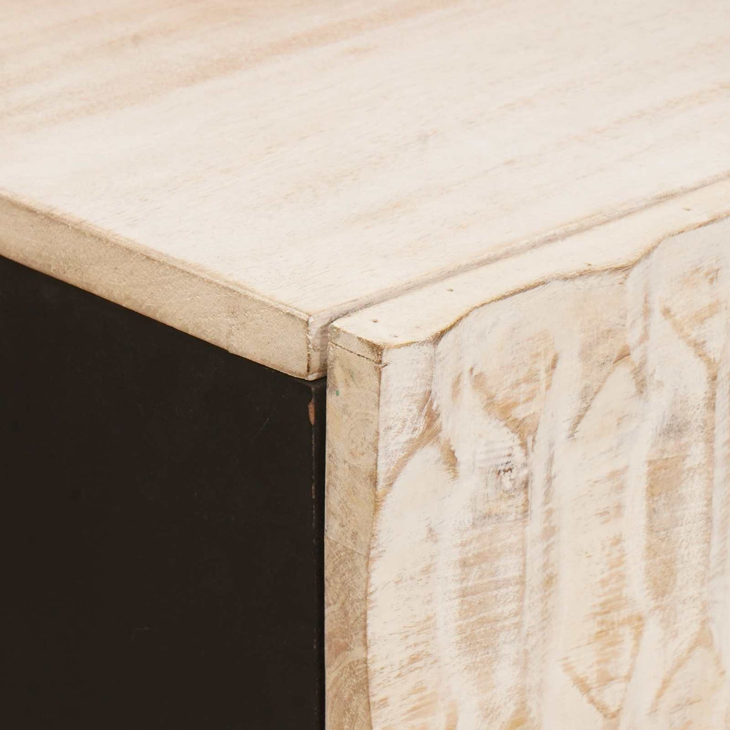 Sideboard Hvid Vask Finish 80 x 33 x 75 cm Massivt mangotræ