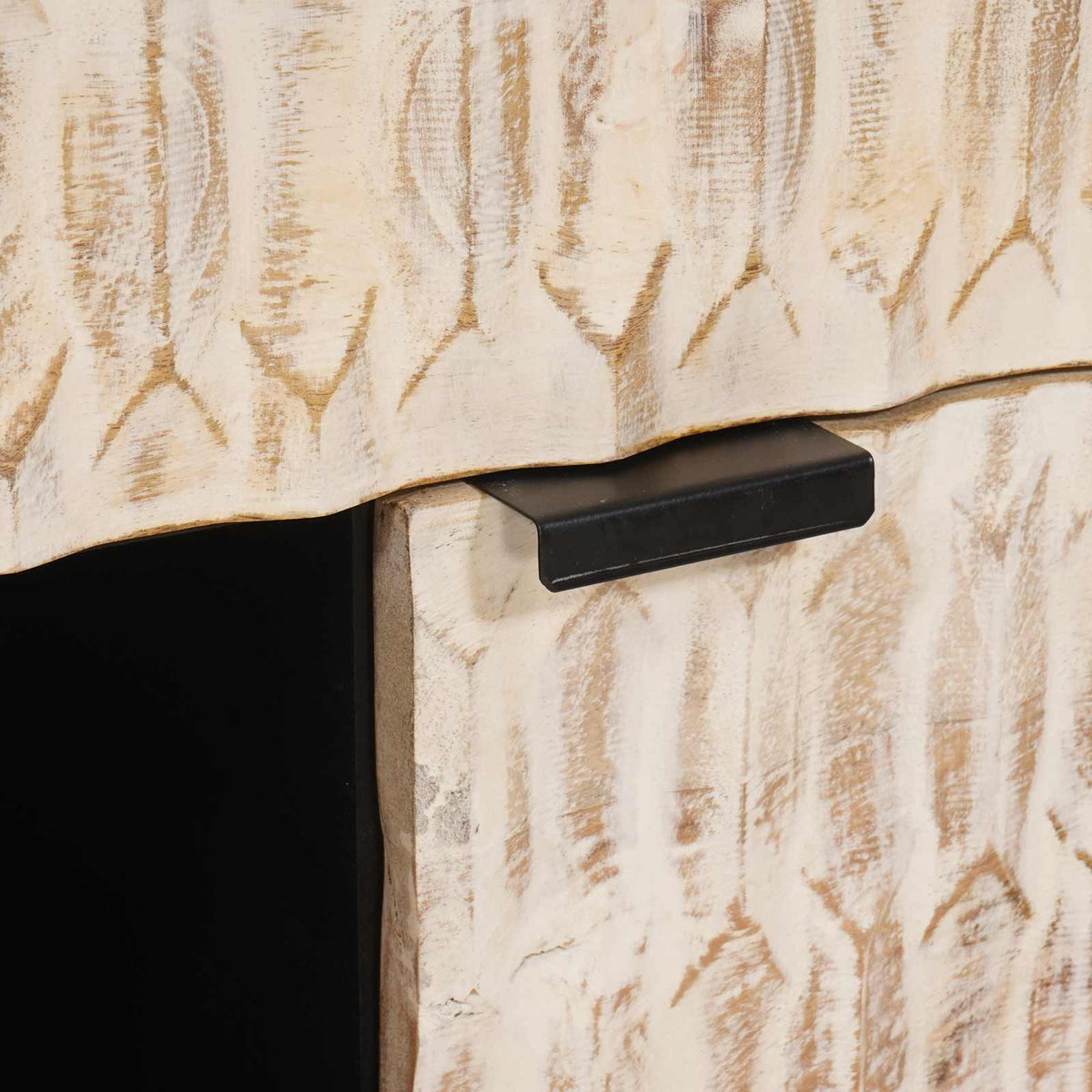 Sideboard Hvid Vask Finish 80 x 33 x 75 cm Massivt mangotræ
