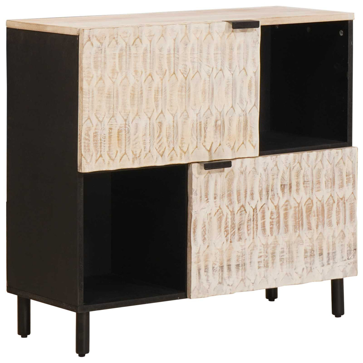 Sideboard Hvid Vask Finish 80 x 33 x 75 cm Massivt mangotræ