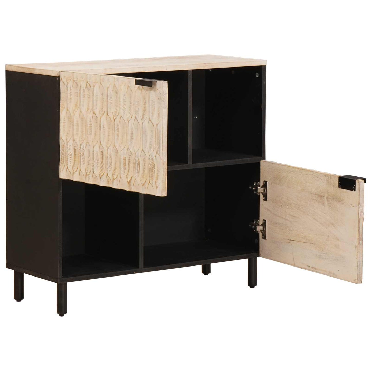 Sideboard Hvid Vask Finish 80 x 33 x 75 cm Massivt mangotræ