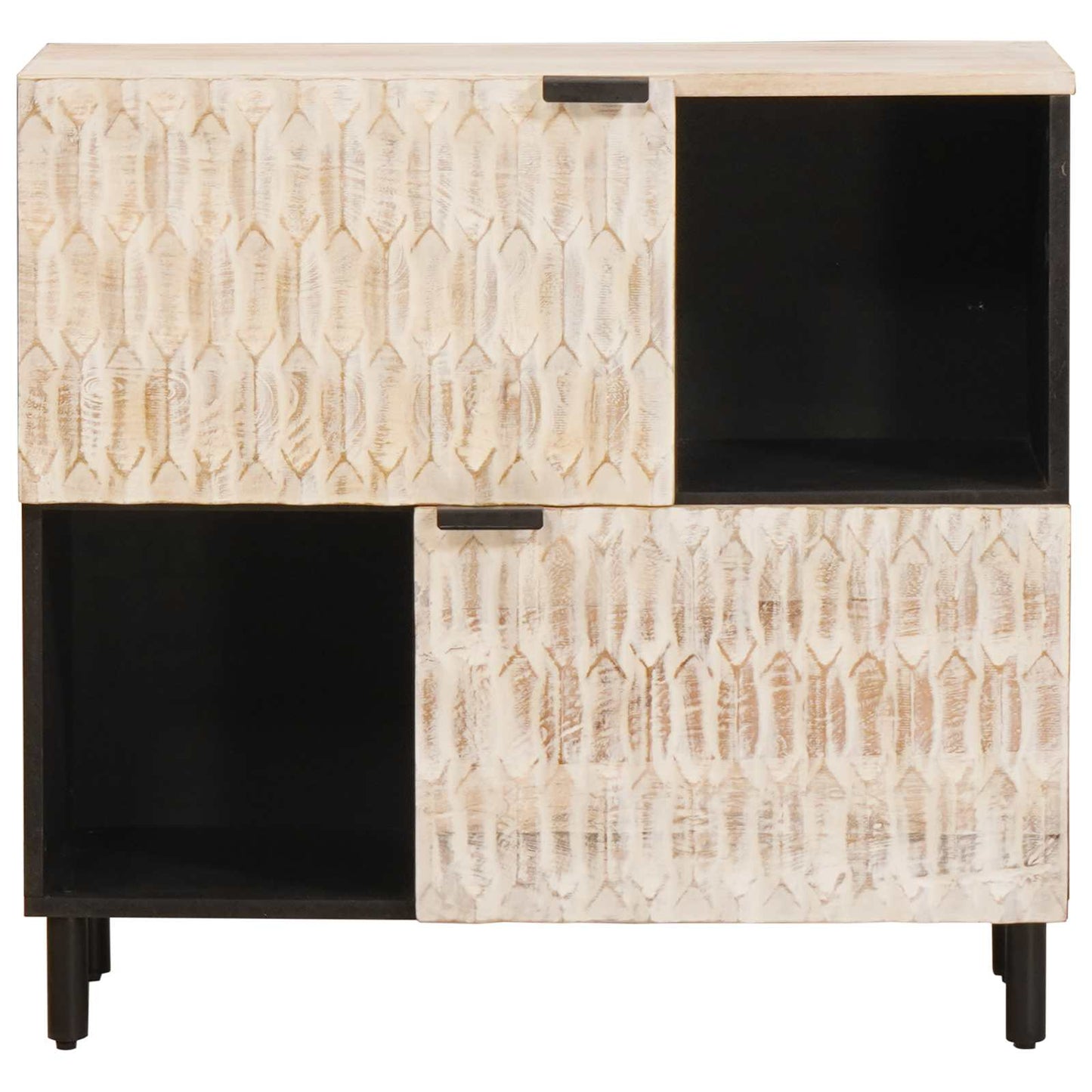 Sideboard Hvid Vask Finish 80 x 33 x 75 cm Massivt mangotræ