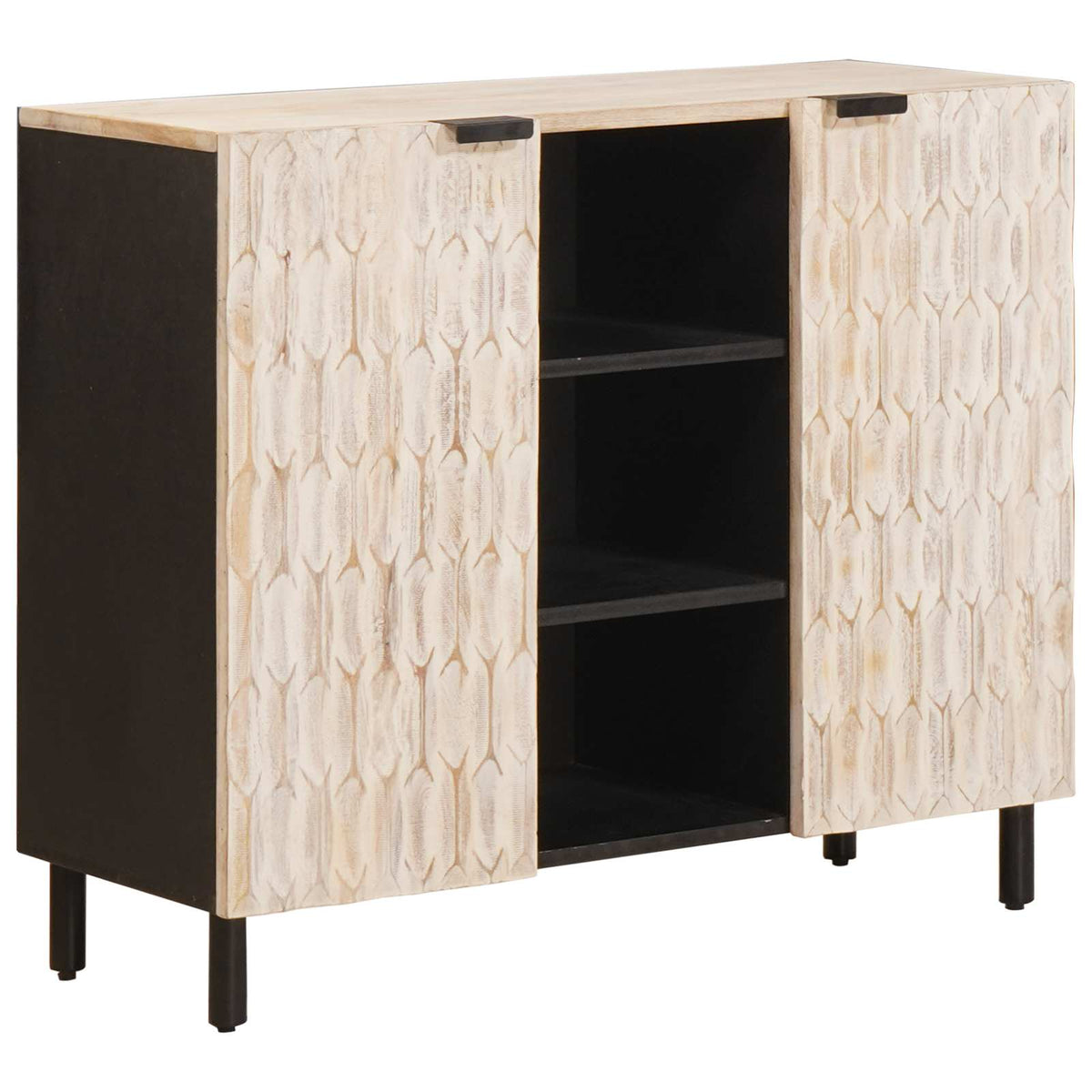 Sideboard Hvid Vask Finish 90 x 33 x 75 cm Massivt mangotræ