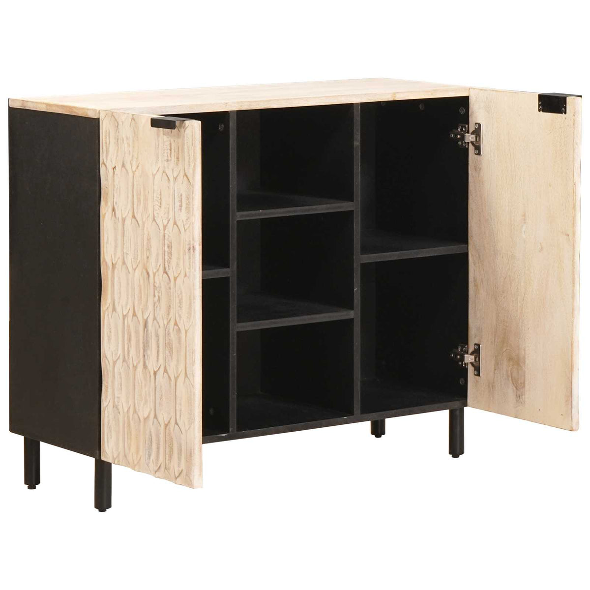 Sideboard Hvid Vask Finish 90 x 33 x 75 cm Massivt mangotræ