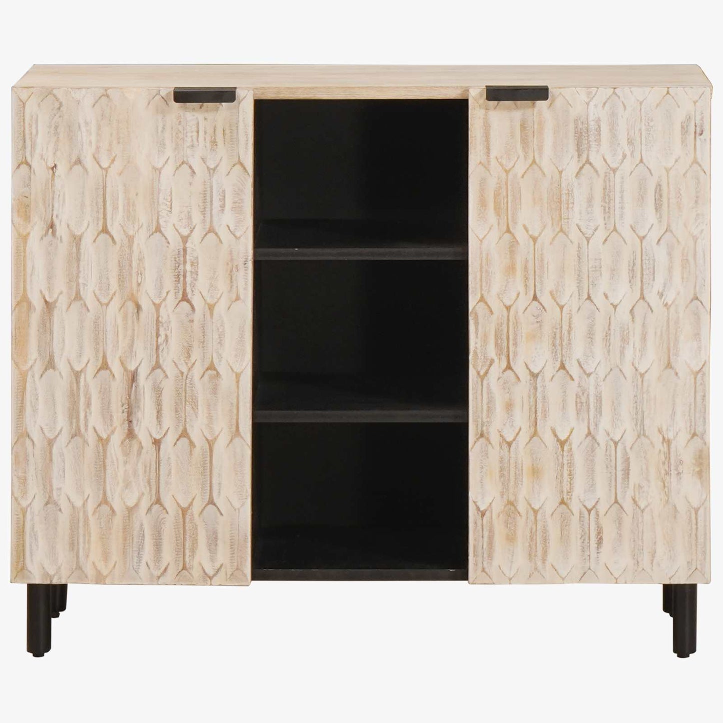 Sideboard Hvid Vask Finish 90 x 33 x 75 cm Massivt mangotræ