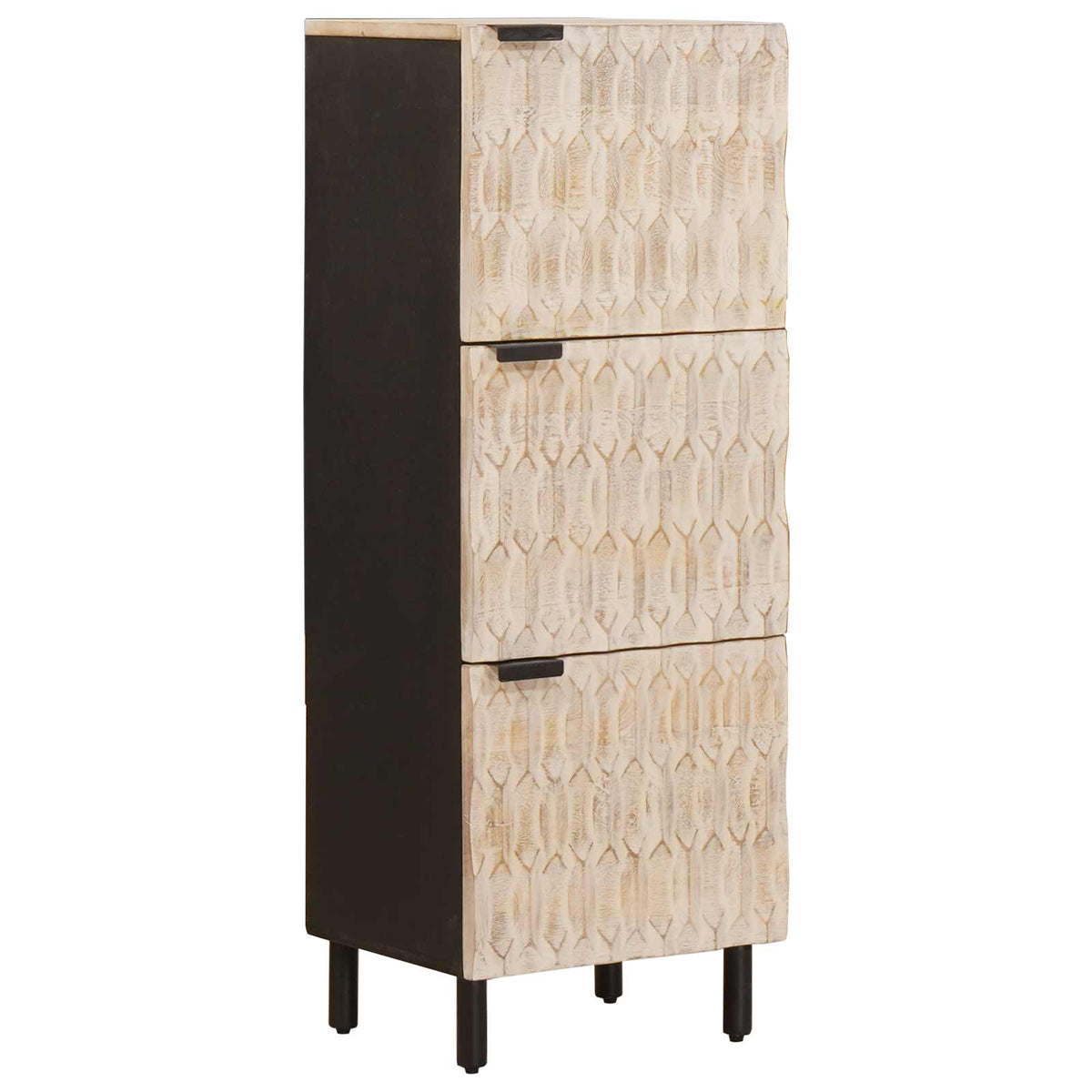Highboard Hvid Vask Finish 40 x 33 x 110 cm Massivt mangotræ