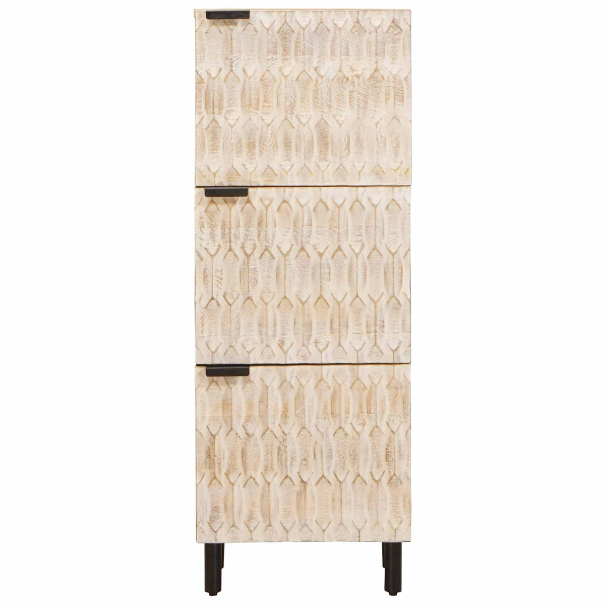 Highboard Hvid Vask Finish 40 x 33 x 110 cm Massivt mangotræ
