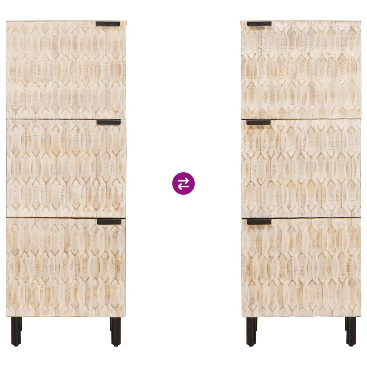 Highboard Hvid Vask Finish 40 x 33 x 110 cm Massivt mangotræ