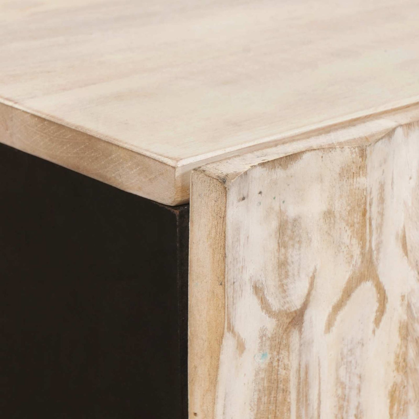 Highboard Hvid Vask Finish 60 x 33 x 100 cm Massivt mangotræ