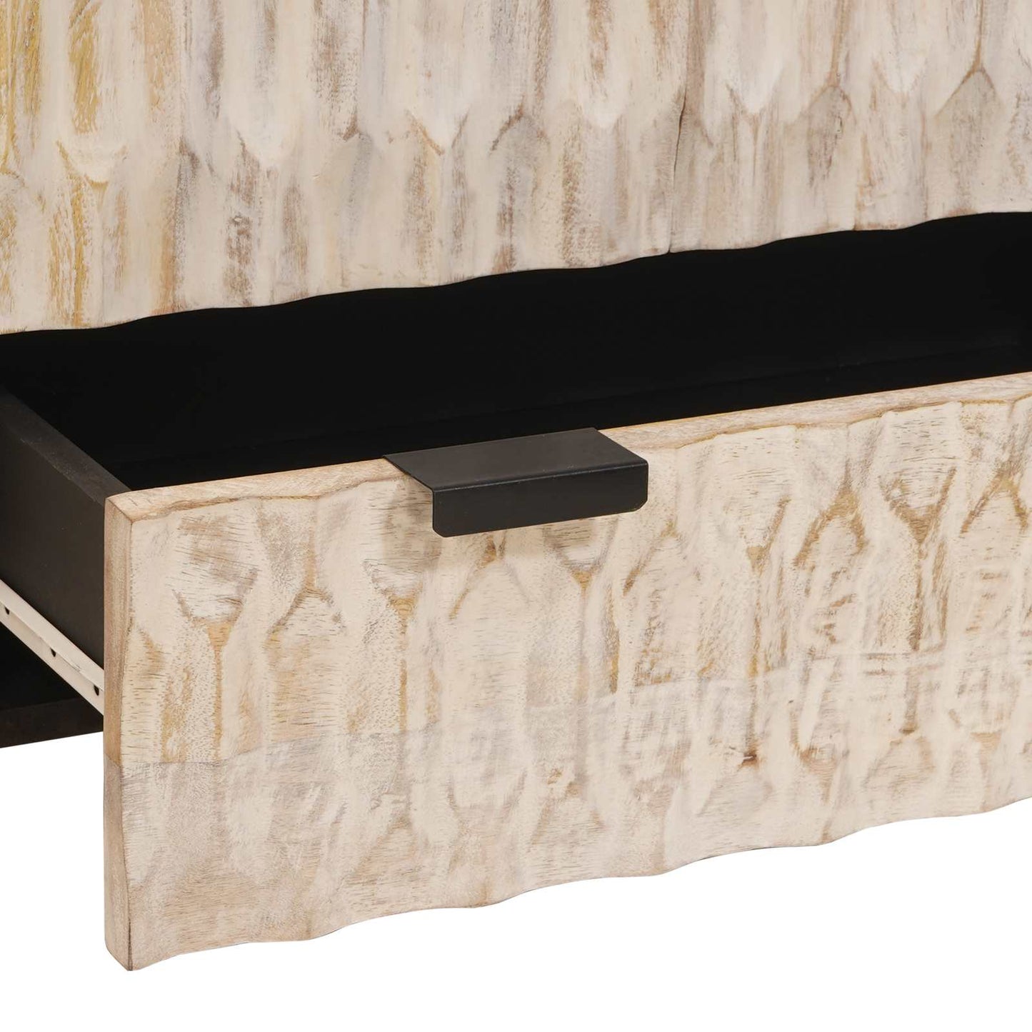 Highboard Hvid Vask Finish 60 x 33 x 100 cm Massivt mangotræ