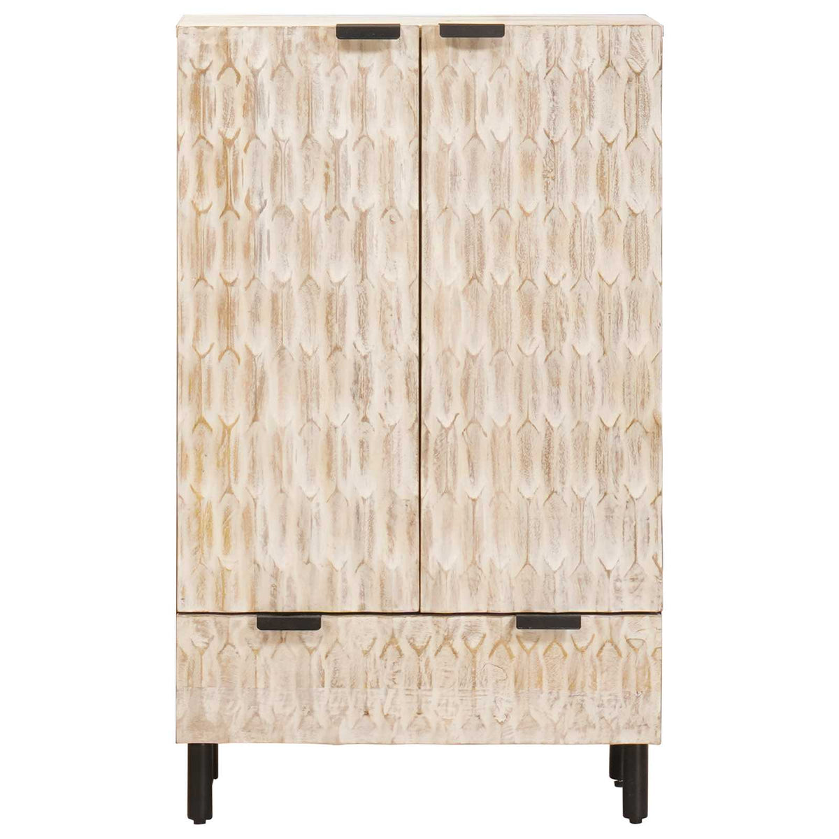 Highboard Hvid Vask Finish 60 x 33 x 100 cm Massivt mangotræ