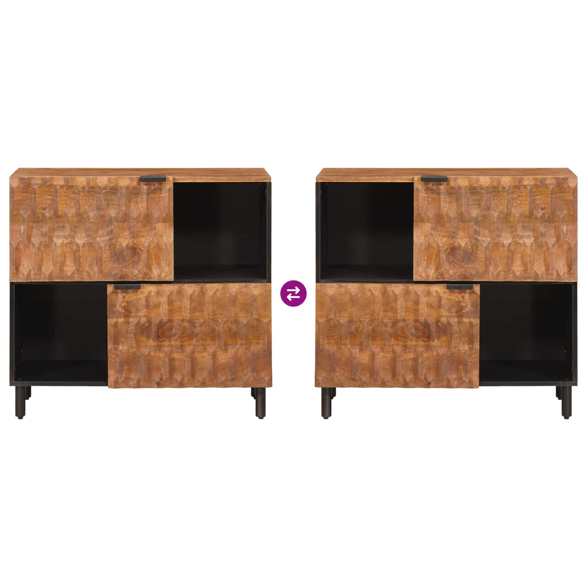 Sideboard Acacia Brun Finish 80 x 33 x 75 cm Massivt mangotræ