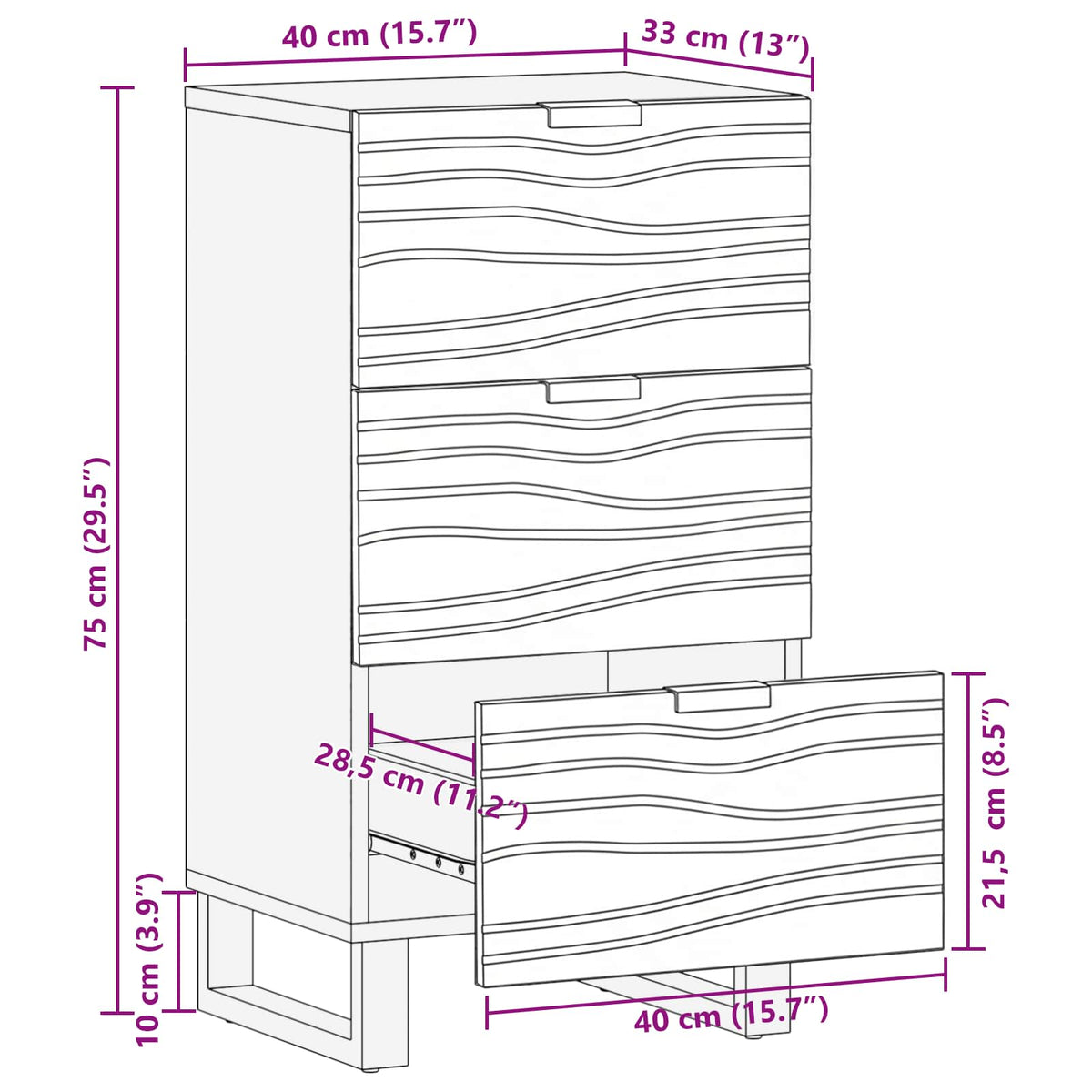 Medieopbevaringsskabe & -reoler Hvid og sort 40 x 33 x 75 cm