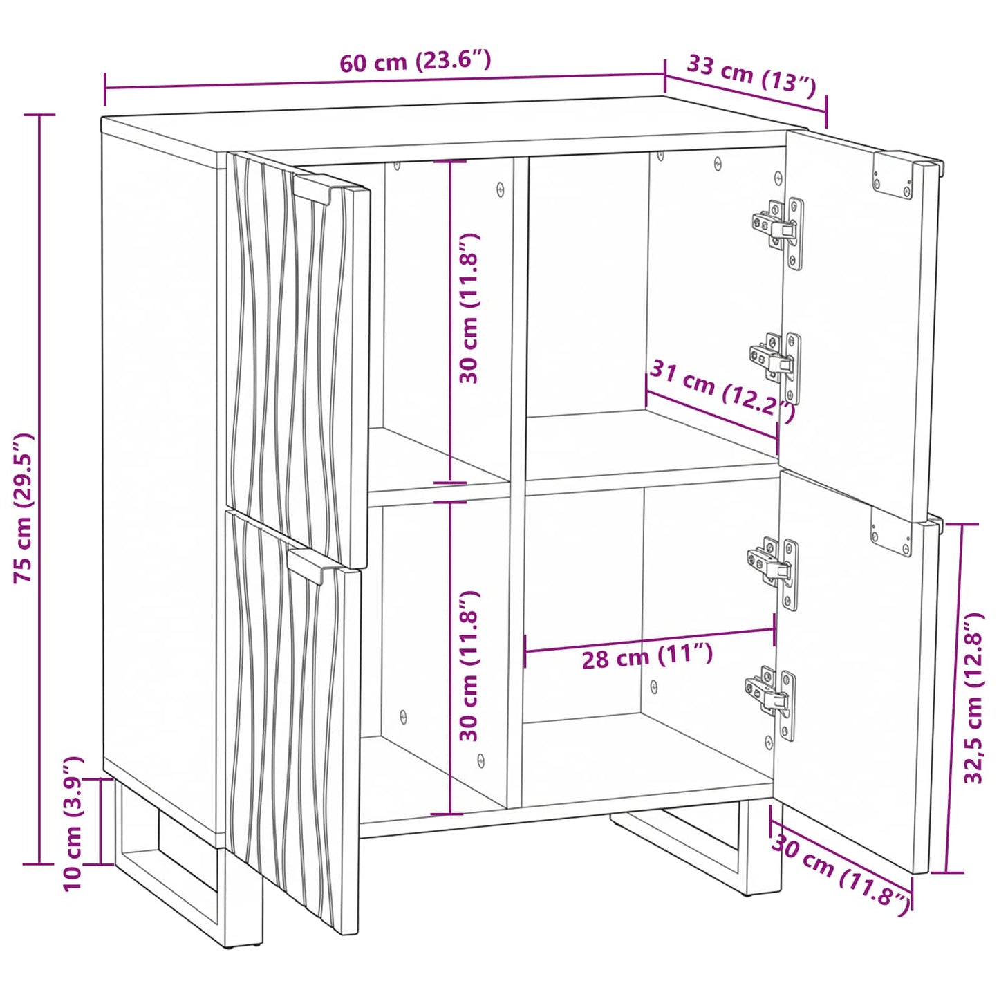 Medieopbevaringsskabe & -reoler Brun 60 x 33.5 x 75 cm